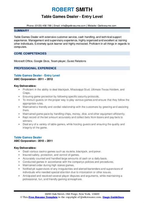 table game dealer resume|resume tabletop game industry.